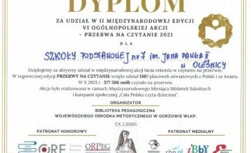 Podsumowanie akcji „Przerwa na czytanie”.